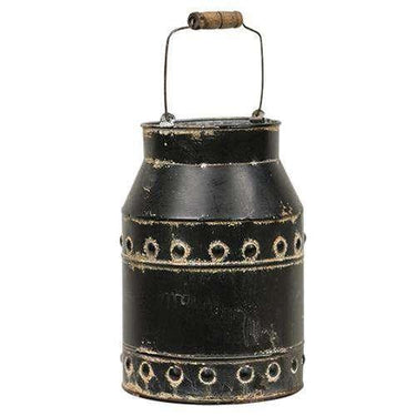 Black Distressed Milk Can With Handle - The Fox Decor